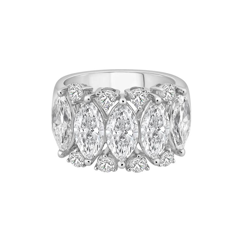 Lab Grown Marquise and Round Diamond Band in 14K White Gold &#40;5 3/4 ct. tw.&#41; – Image 1 of 4