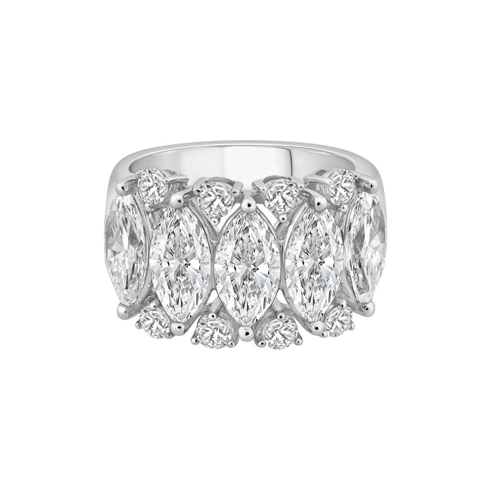 Lab Grown Marquise and Round Diamond Band in 14K White Gold (5 3/4 ct. tw.) – Image 1 of 4