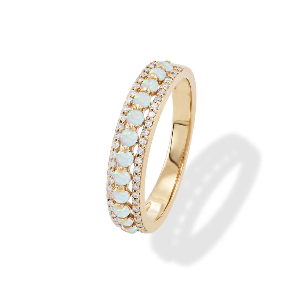Opal &amp; Diamond Band in 10K Yellow Gold (1/7 ct. tw.) – Image 4 of 4