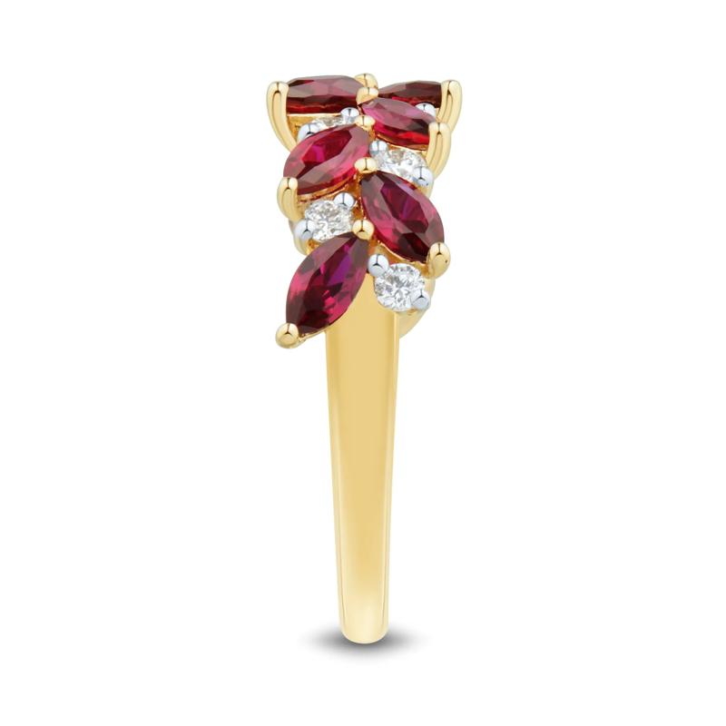 Lab-Created Ruby and Lab Grown Diamond Band in 10K Yellow Gold &#40;1/3 ct. tw.&#41; – Image 3 of 3