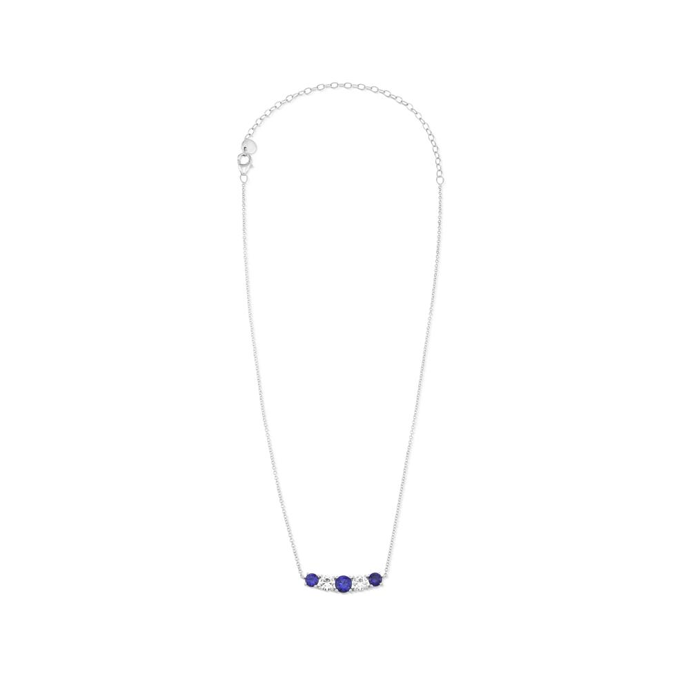 Lab-Created Blue Sapphire &amp; Lab-Created White Sapphire Necklace in Sterling Silver – Image 3 of 4