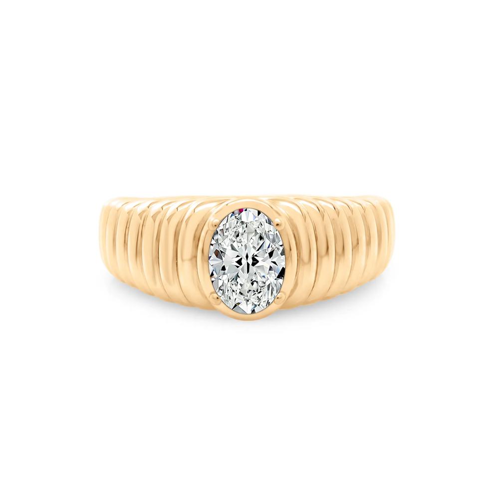 Lab-Created White Sapphire Oval Ring in 14K Gold Vermeil – Image 1 of 4