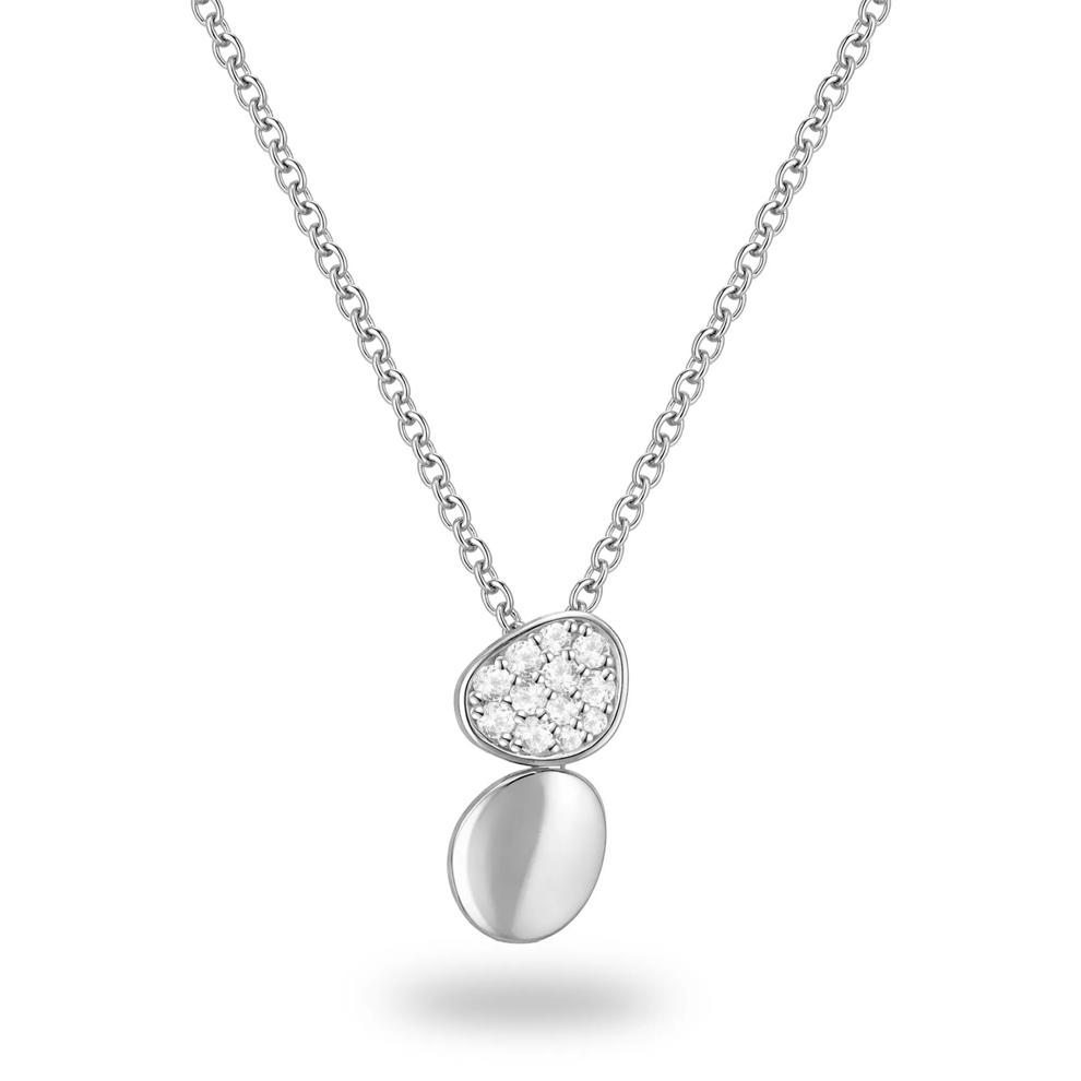 Diamond Double Disc Drop Pendant Necklace in Sterling Silver (1/5 ct. tw.) – Image 1 of 4