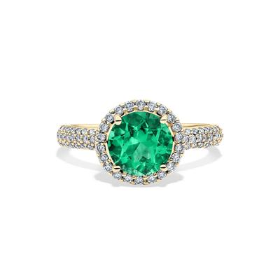 Emerald & Diamond Halo Ring in 14K Yellow Gold (3/8 ct. tw.)