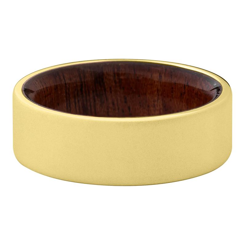  Men&rsquo;s 14K Yellow Gold &amp; Sapele Wood Wedding Band, 8MM  – Image 1 of 3