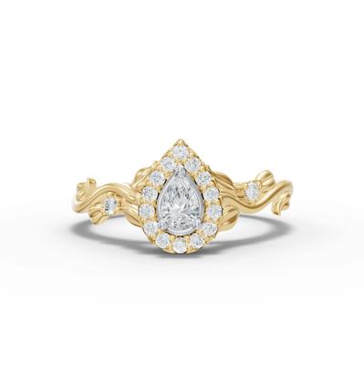 Diamond Pear-Shaped Halo Engagement Ring in 14K Yellow & White Gold (1/4 ct. tw.)