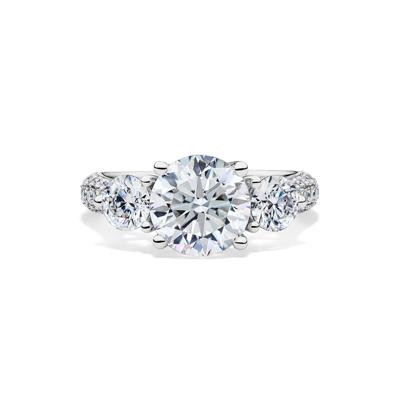 Lab-Created Moissanite Three-Stone Ring in 10K White Gold (3 9/10 ct. dew)