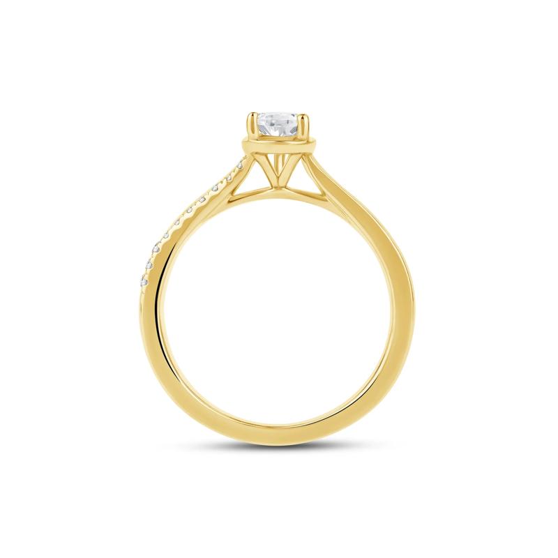 Pear-Shaped Diamond Engagement Ring in 14K Yellow Gold &#40;5/8 ct. tw.&#41; – Image 2 of 4