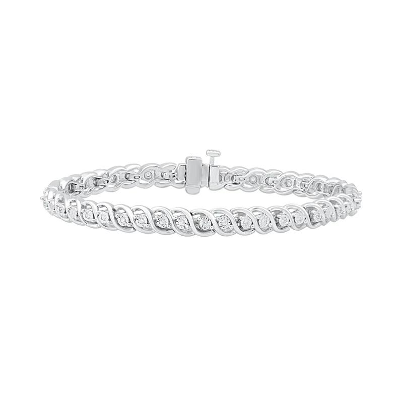 Diamond S-Link Bracelet in Sterling Silver &#40;1/4 ct. tw.&#41; – Image 1 of 1