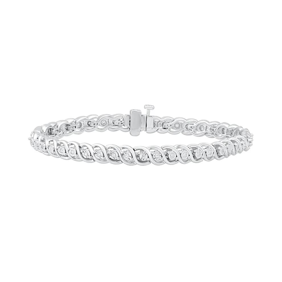 Diamond S-Link Bracelet in Sterling Silver (1/4 ct. tw.) – Image 1 of 1