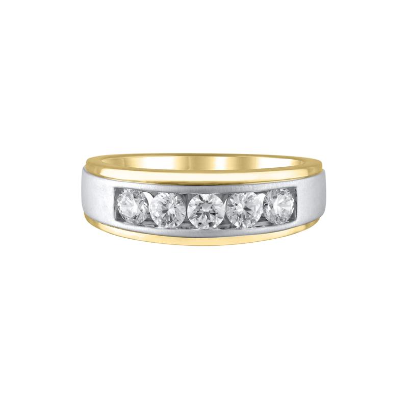 Men&rsquo;s Lab Grown Diamond Wedding Band in 10K Yellow &amp; White Gold &#40;1 ct. tw.&#41; – Image 1 of 3
