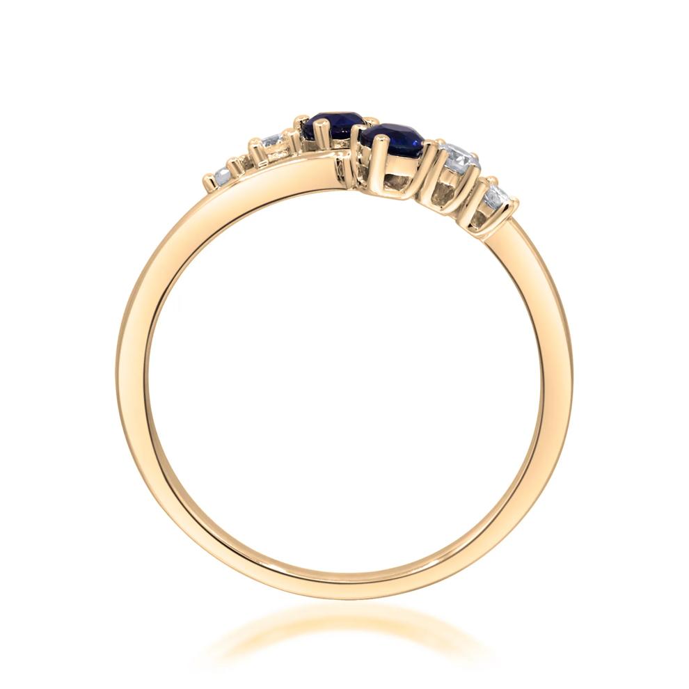 Blue Sapphire &amp; Round Diamond Bypass Ring in 10K Yellow Gold (1/8 ct. tw.) – Image 2 of 4
