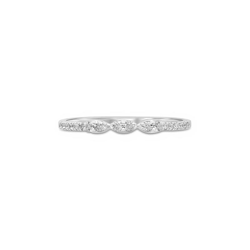 Diamond Stacking Ring with Marquise Shapes in 10K White Gold &#40;1/7 ct. tw.&#41; – Image 1 of 3