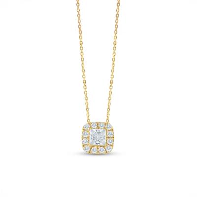 Lab Grown Diamond Halo Pendant in 14K Gold