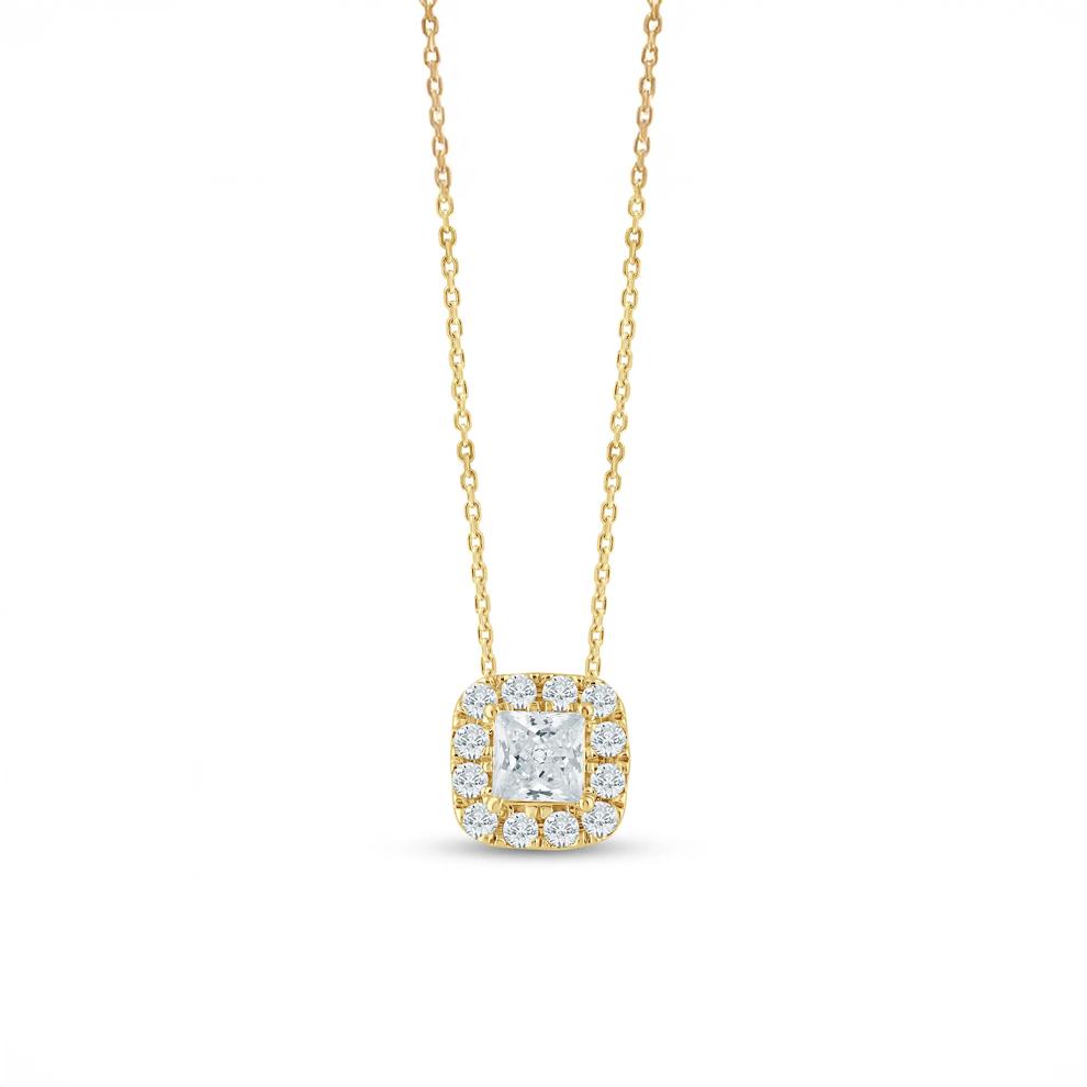Lab Grown Diamond Halo Pendant in 14K Yellow Gold (1/2 ct. tw.) – Image 1 of 3