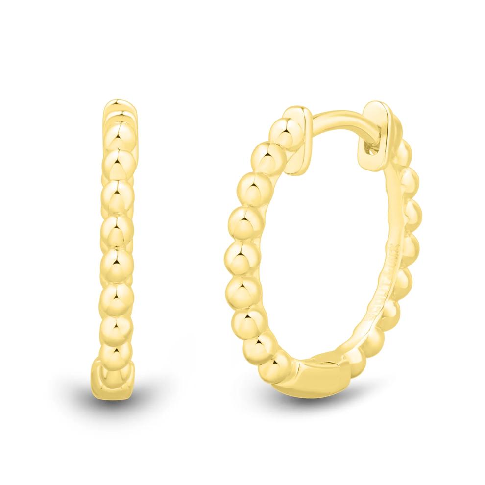 Beaded Round Hoop Earrings in Vermeil, 14MM – Image 1 of 3