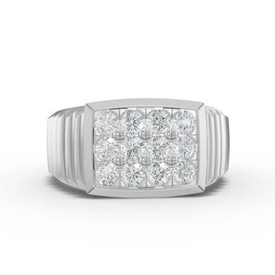 Men's Lab Grown Diamond Square Cluster Ring in 10K White Gold (1 ct. tw.)