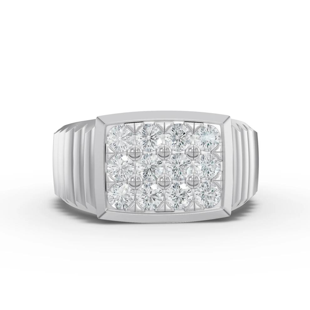 Men's Lab Grown Diamond Square Cluster Ring in 10K White Gold (1 ct. tw.) – Image 1 of 4