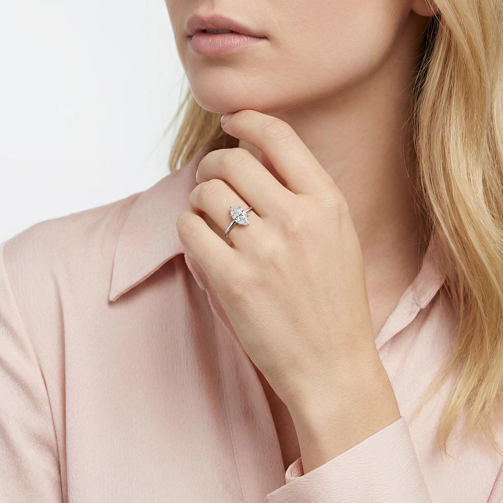 Lab Grown Diamond Solitaire Marquise Engagement Ring in 14K White Gold (2 ct.) – Image 5 of 5