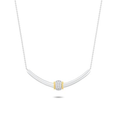 Diamond Frontal Necklace in Sterling Silver & 10K Yellow Gold (1/4 ct. tw.)