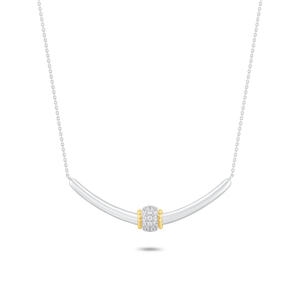Diamond Frontal Necklace in Sterling Silver &amp; 10K Yellow Gold (1/4 ct. tw.) – Image 1 of 4