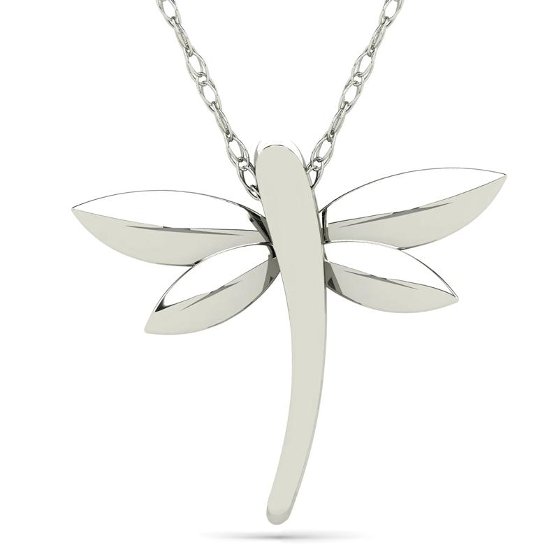 Diamond Accent Dragonfly Pendant in 10K White Gold – Image 3 of 4