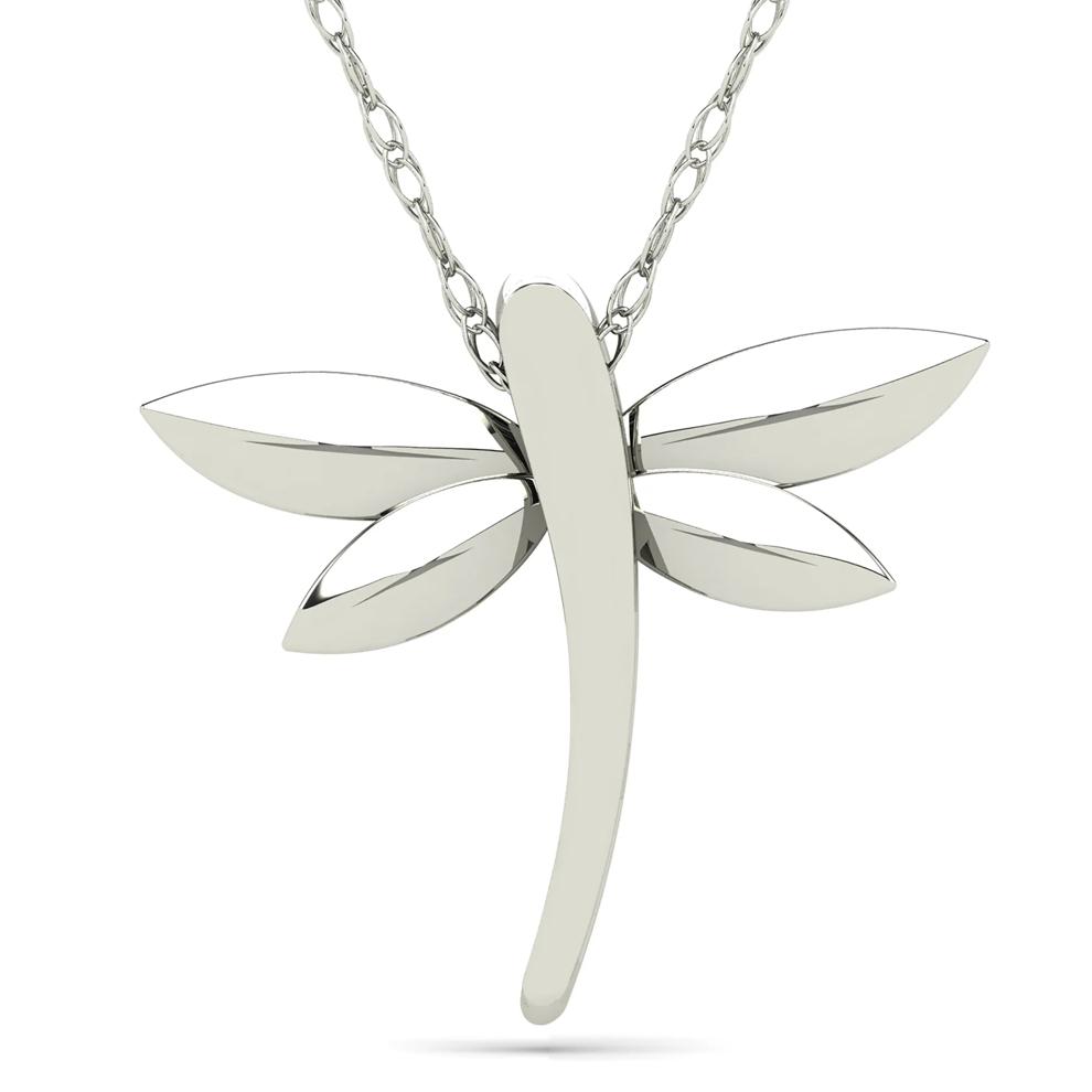 Diamond Accent Dragonfly Pendant in 10K White Gold – Image 3 of 4