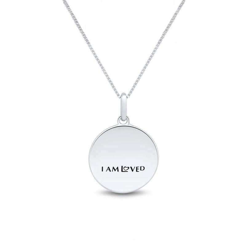 Diamond Accent Cross Medallion Pendant in Sterling Silver &amp; 14K Rose Gold – Image 2 of 4