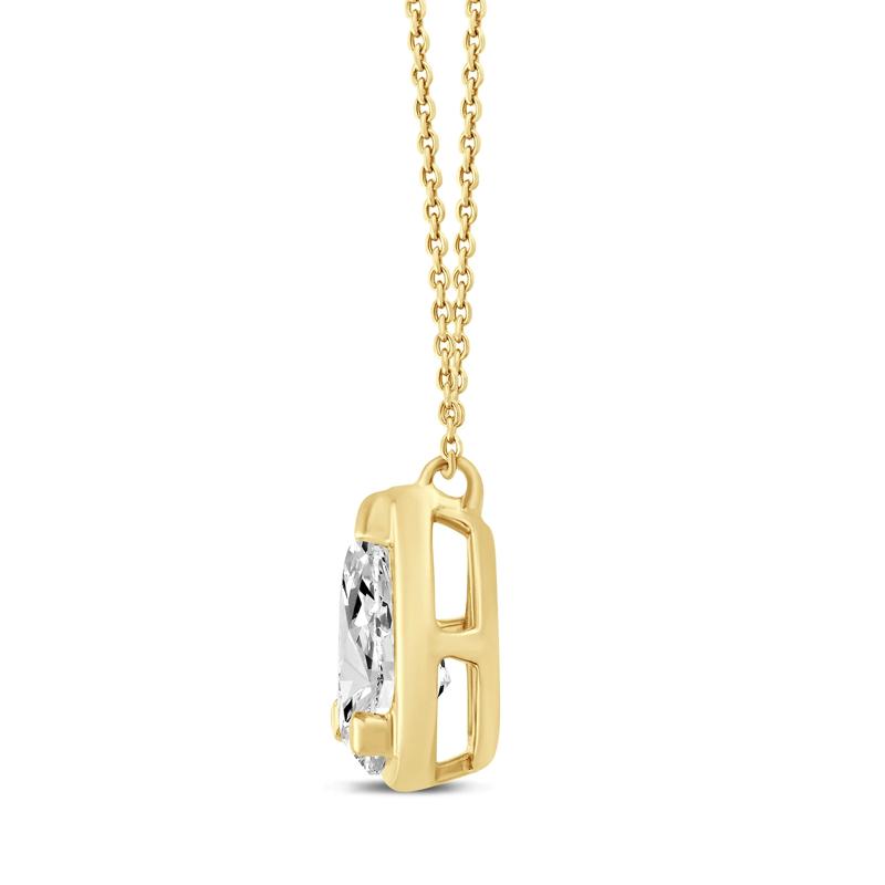 Lab Grown Diamond Pear-Shaped Bezel Pendant in 14K Yellow Gold &#40;1/2 ct. tw.&#41; – Image 2 of 3