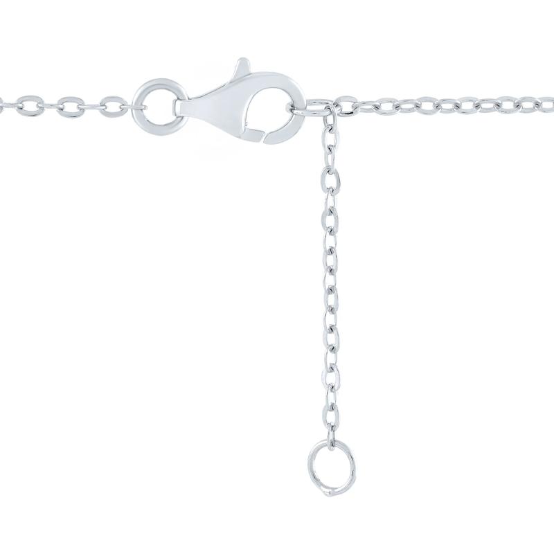 Mother of Pearl and Lab-Created White Sapphire Heart Burst Pendant in Sterling Silver – Image 3 of 3