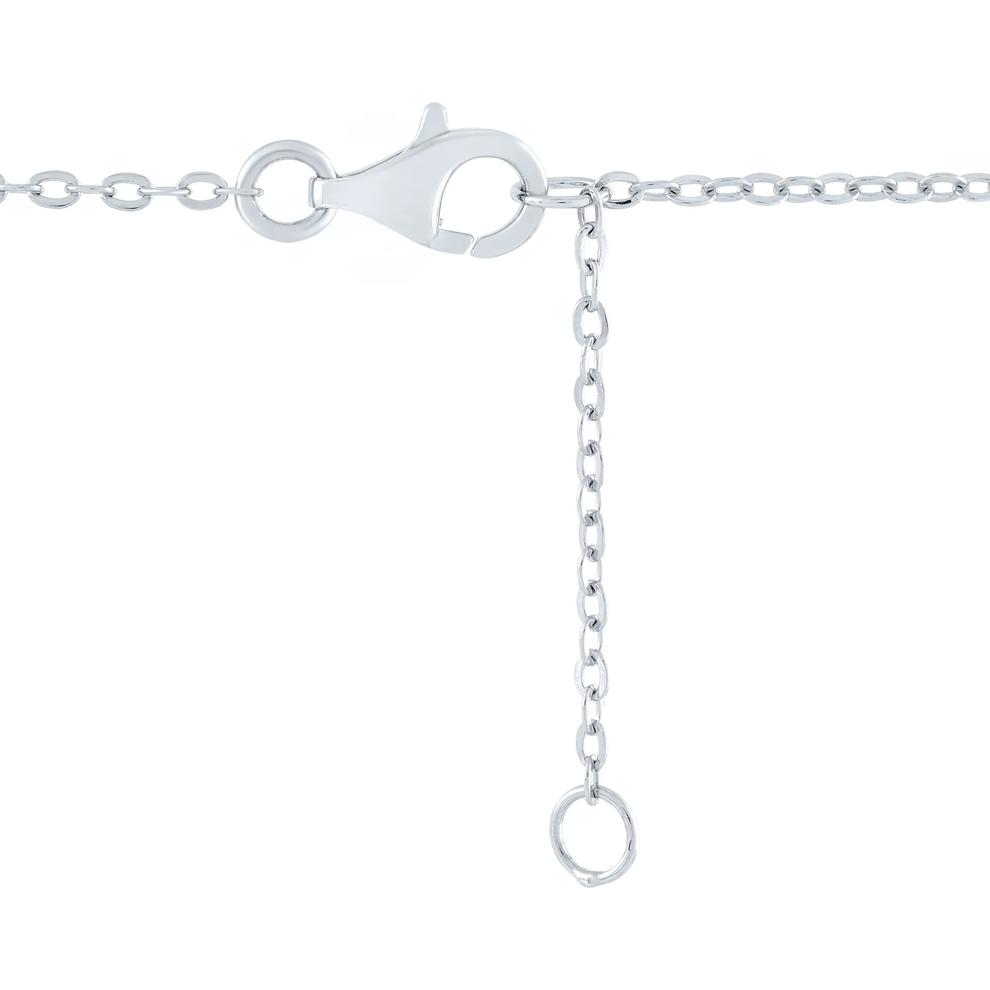 Mother of Pearl and Lab-Created White Sapphire Heart Burst Pendant in Sterling Silver – Image 3 of 3