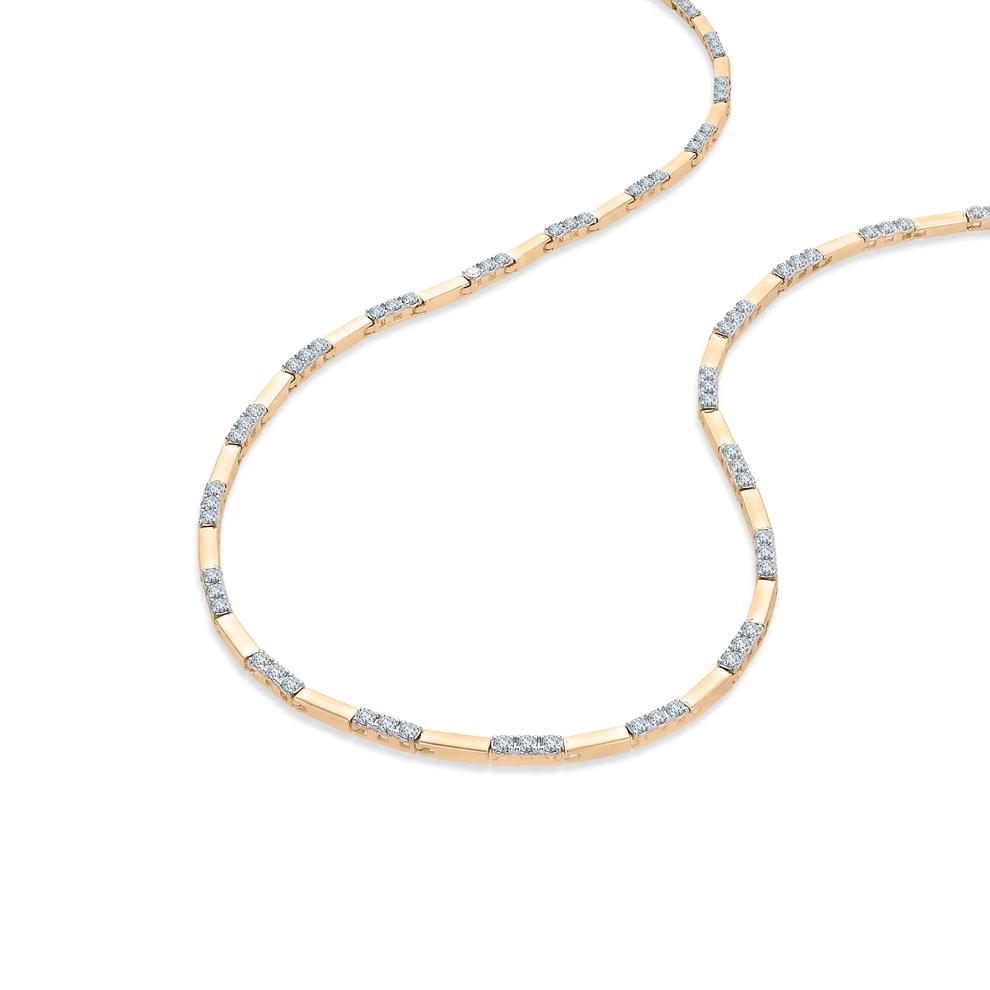Diamond Bar Link Necklace in 10K Yellow Gold (1/2 ct. tw.) – Image 3 of 4