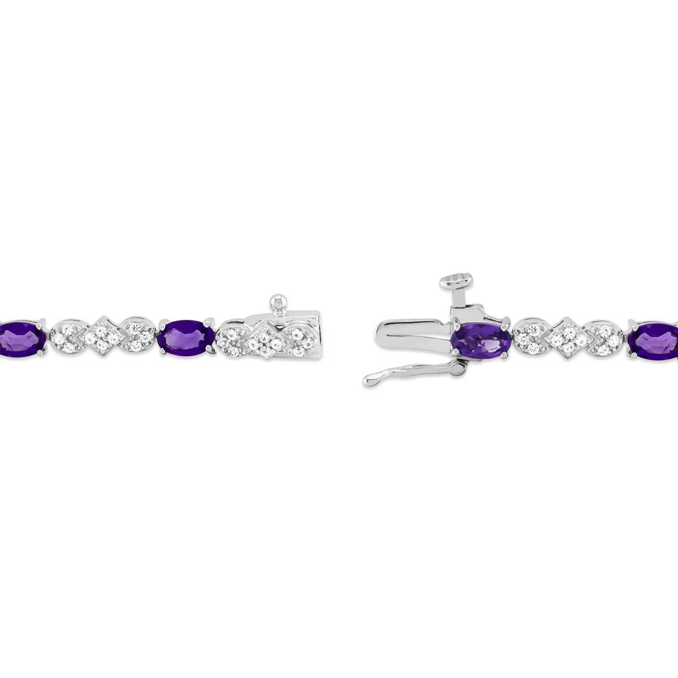 Amethyst and Lab-Created White Sapphire Bracelet in Sterling Silver  – Image 2 of 2