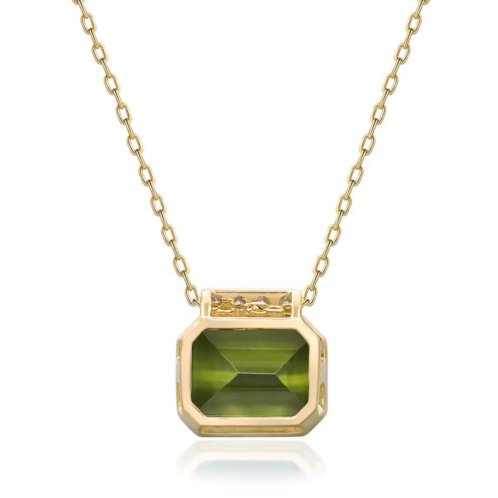 Peridot &amp; Diamond Accent Pendant Necklace in 10K Yellow Gold – Image 3 of 4