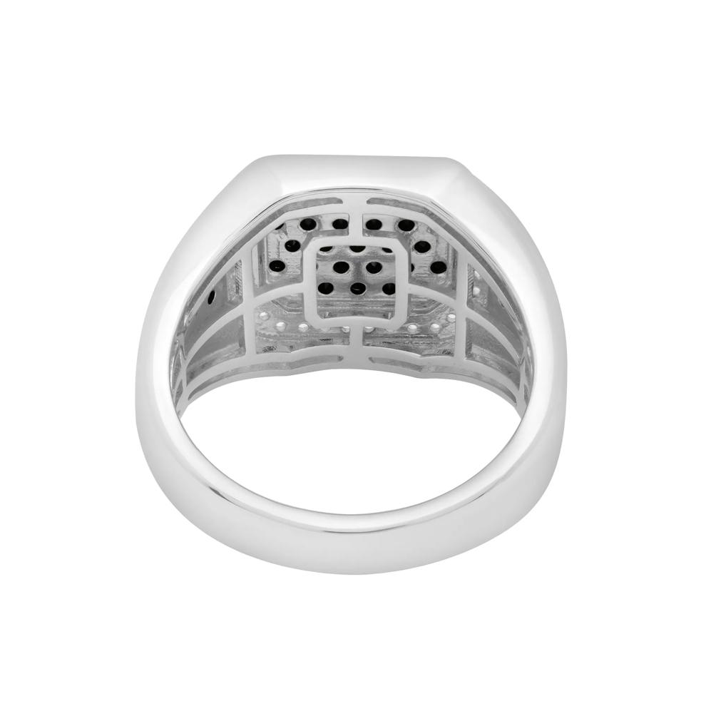 Men's Black &amp; White Diamond Octagonal Ring in Sterling Silver (1 1/7 ct. tw.) – Image 5 of 5