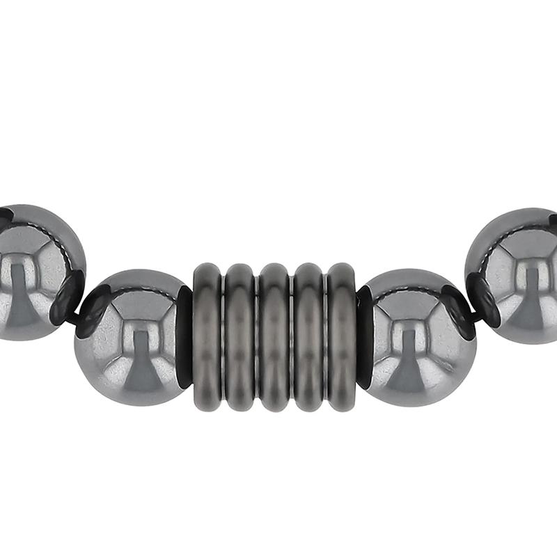 Hematite Bead Bracelet in Gray Stainless Steel – Image 3 of 3