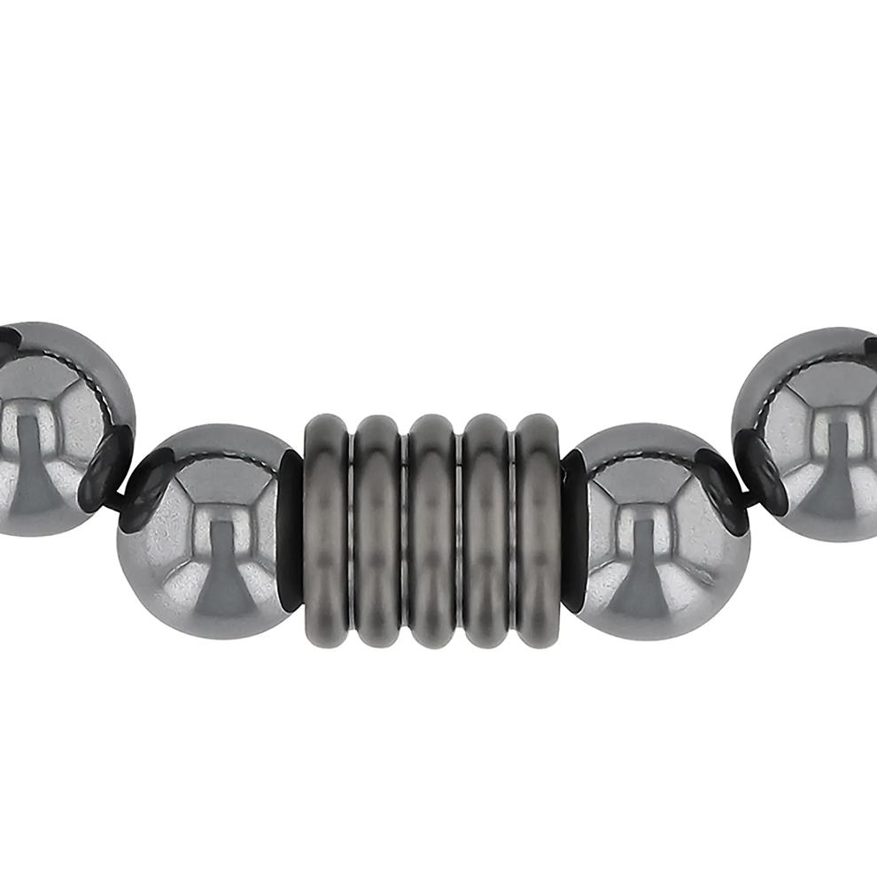 Hematite Bead Bracelet in Gray Stainless Steel – Image 3 of 3