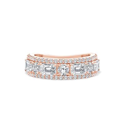 Lab Grown Diamond Multi-Row Emerald-Cut Anniversary Band in 10K Rose Gold (3 ct. tw.)