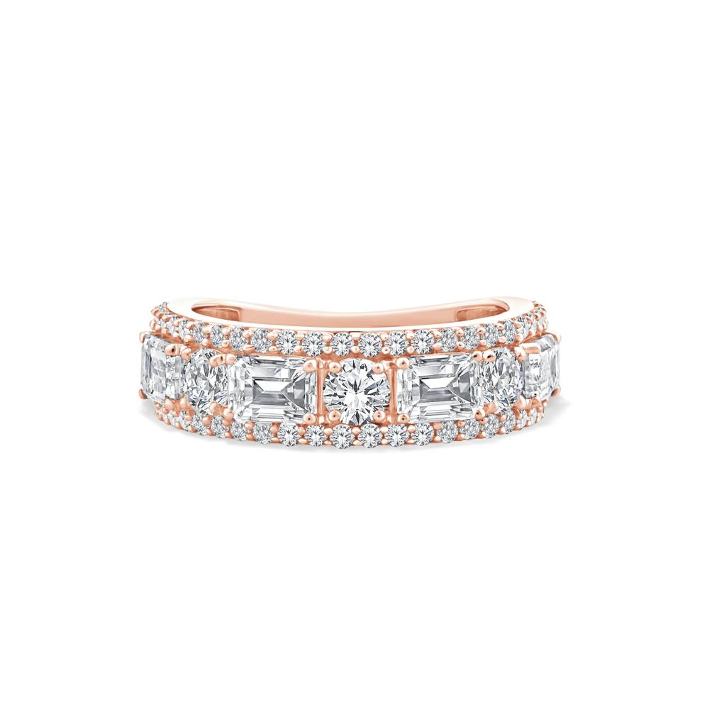 Lab Grown Diamond Multi-Row Emerald-Cut Anniversary Band in 10K Rose Gold (3 ct. tw.) – Image 1 of 4