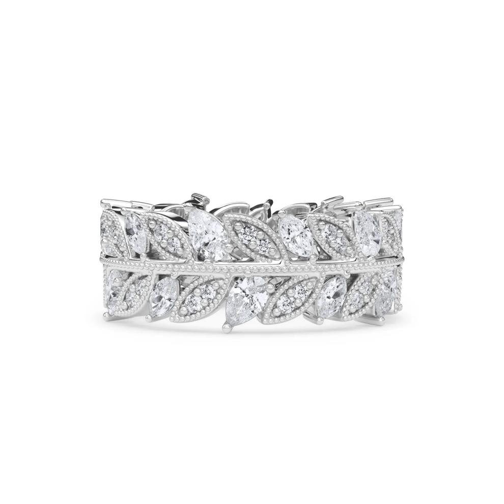 Diamond Multi-Shape Floral Eternity Band in Platinum (1 1/2 ct. tw.) – Image 1 of 4