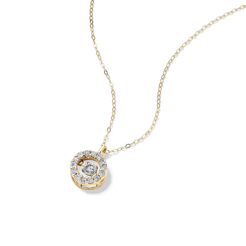 The Beat of Your Heart&reg; Circle Pendant Necklace in 10K Yellow Gold (1/4 ct. tw.) – Image 4 of 4