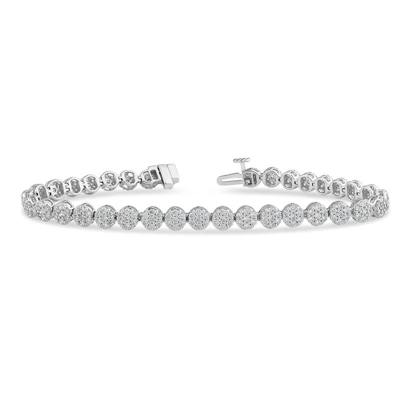 Lab Grown Diamond Cluster Bracelet in 10K White Gold &#40;3 ct. tw.&#41; – Image 1 of 1