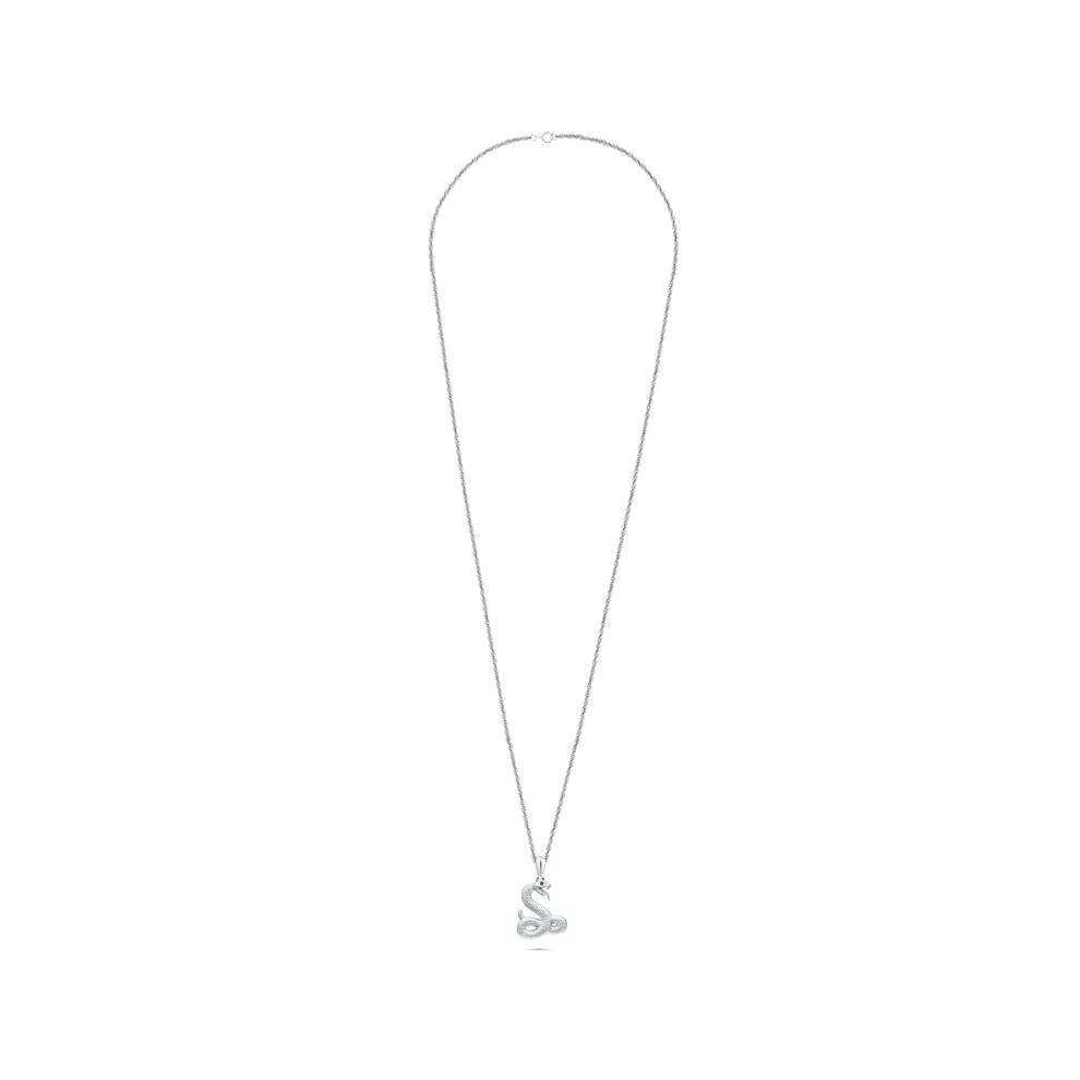 Men's Black Diamond Accent Snake Pendant Necklace in Sterling Silver – Image 3 of 4