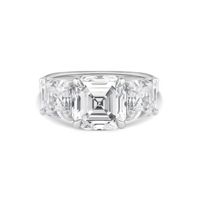 Lab Grown Diamond Asscher-Cut Three Stone Engagement Ring in Platinum (7 ct. tw.)