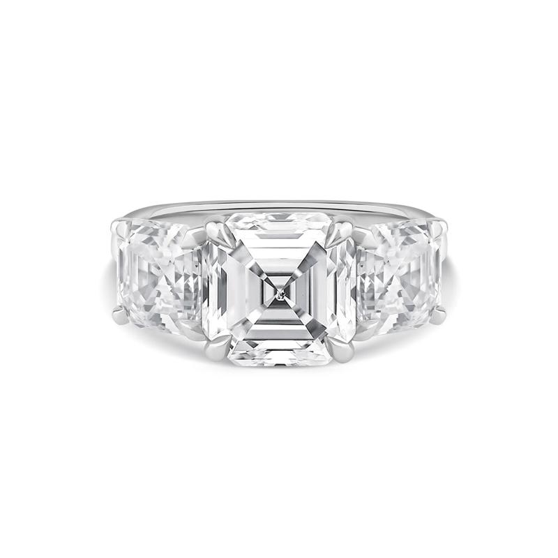 Lab Grown Diamond Asscher-Cut Three Stone Engagement Ring in Platinum &#40;7 ct. tw.&#41; – Image 1 of 4