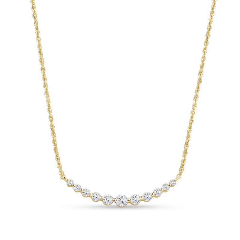 Lab Grown Graduated Diamond Necklace in 14K Yellow Gold &#40;1 ct. tw.&#41; – Image 1 of 3