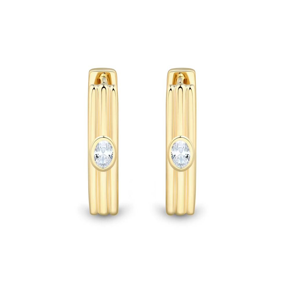 Lab Grown Diamond Rectangle Three-Row Hoop Earrings in Vermeil (1/5 ct. tw.) – Image 1 of 2