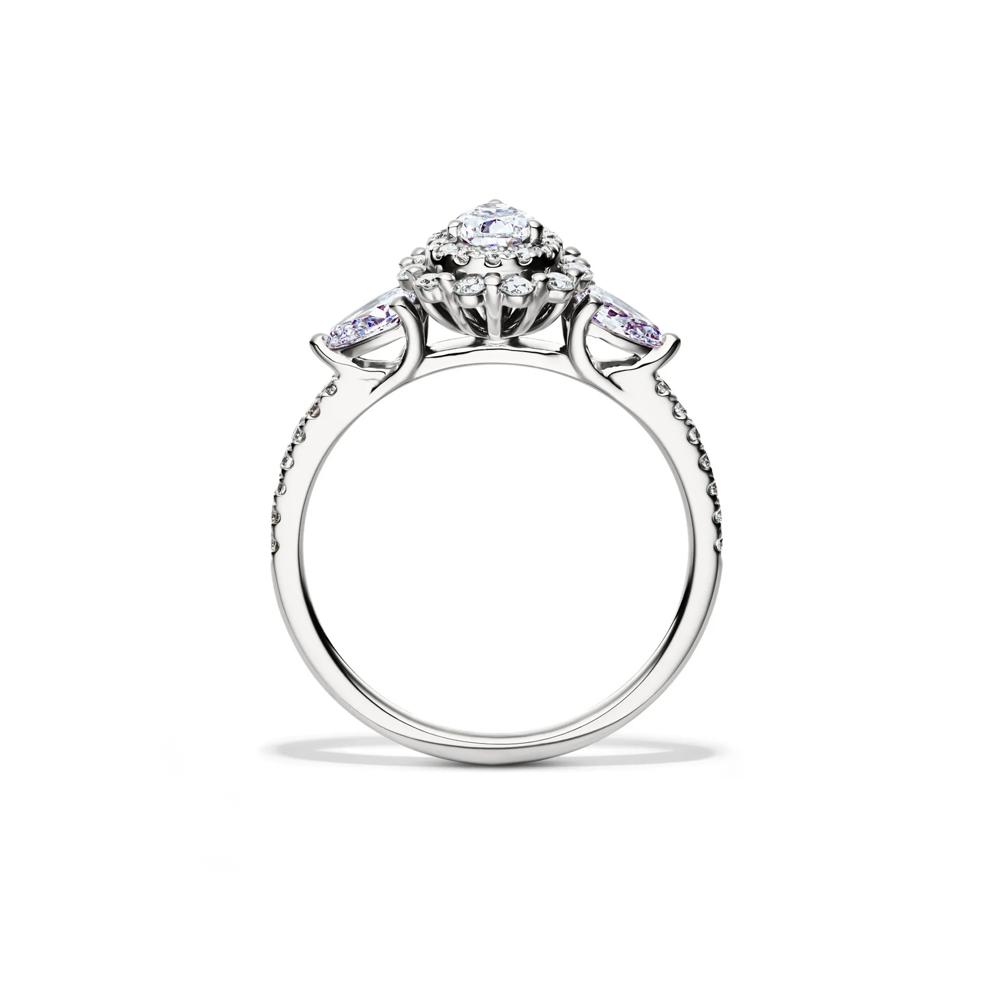 1 ct. tw. Diamond Double Halo Three-Stone Engagement Ring in 14K White Gold – Image 2 of 5