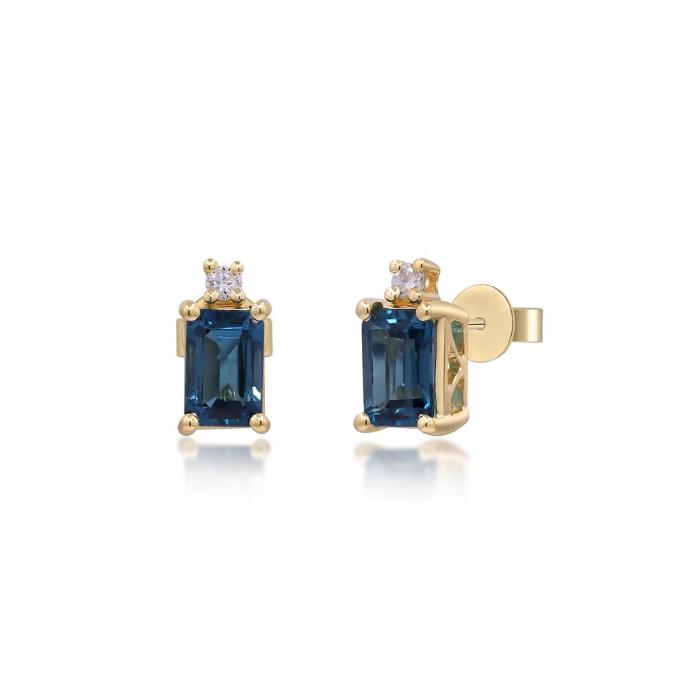 London Blue Topaz and Diamond Accent Earrings in 10K Yellow Gold – Image 1 of 3