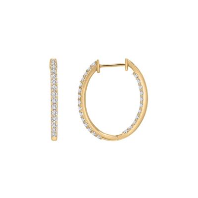 Diamond Oval Inside-Out Hoop Earrings in 10K Gold